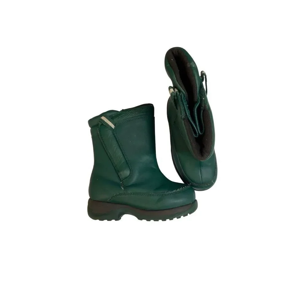 Lands’ End boys unisex green Valore closure snow boots size 10 ￼